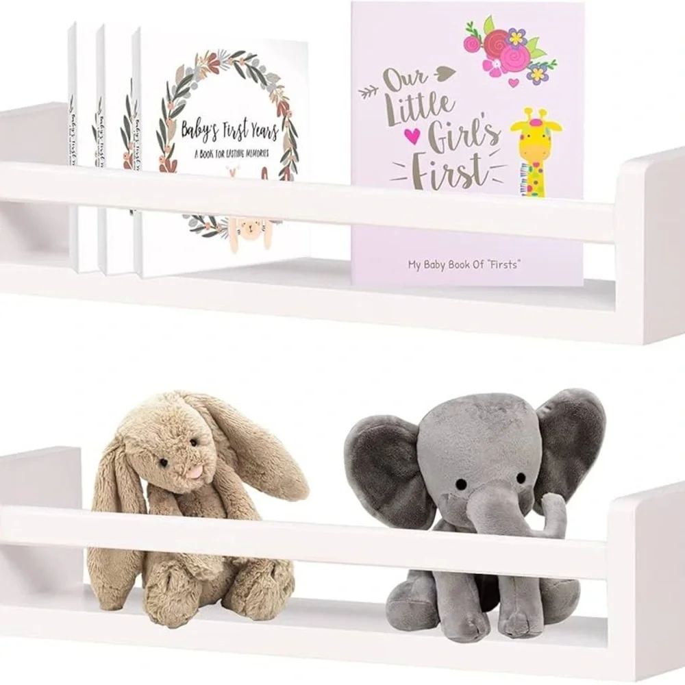 Nursery Floating Shelves Modern White Wall Shelf Set